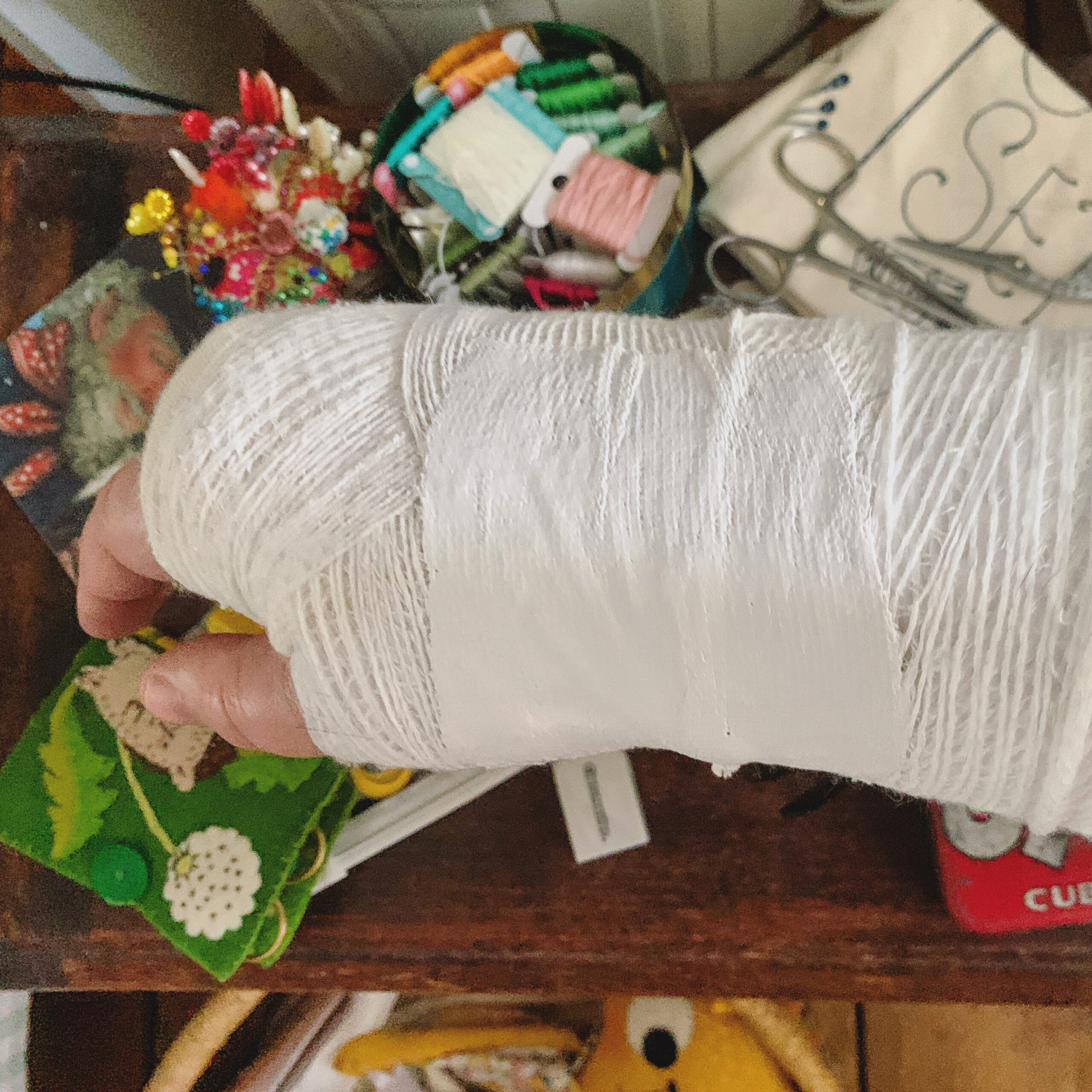 myforearm wrist and arm in a plaster ouchy cast